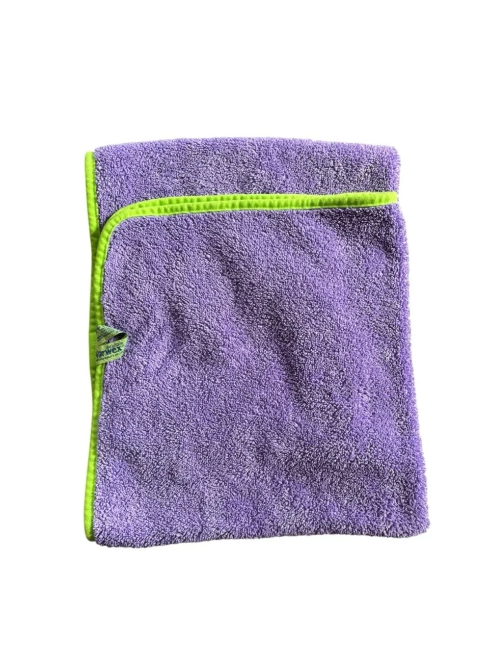Norwex Kids Bath Towel W/ Baclock Super Soft Purple With Green Trim 47X27 Hook